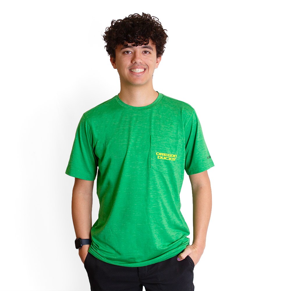 Oregon, Columbia, Green, Crew Neck, Polyester Blend, Men, Tech Trail, Performance, Pocket, T-Shirt, 735992